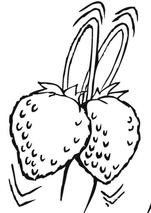 Childrens simple drawing: two strawberries