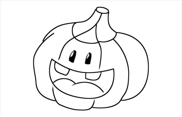 Cartoon pumpkin with big mouth simple drawing picture