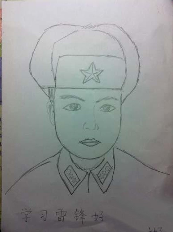 Childrens simple drawing: Lei Feng