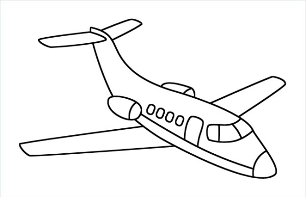 Simple drawing pictures of jet aircraft