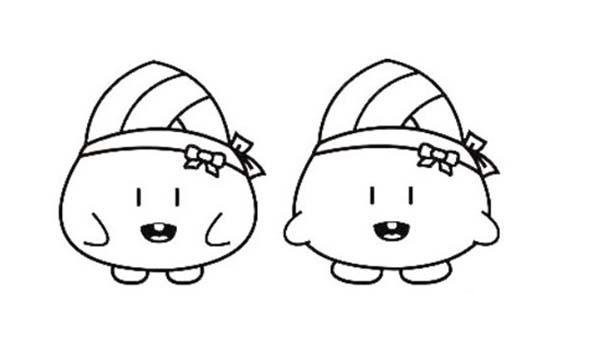 Simple drawing of cartoon rice dumplings: two cute rice dumplings