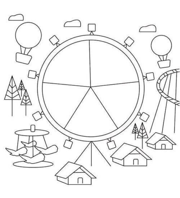 Hand drawn ferris wheel simple drawing picture