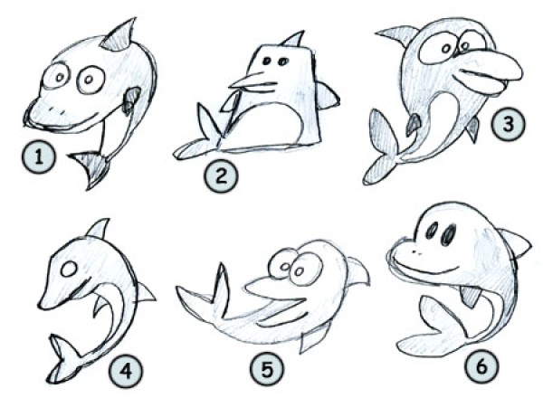 How to draw a dolphin in simple strokes