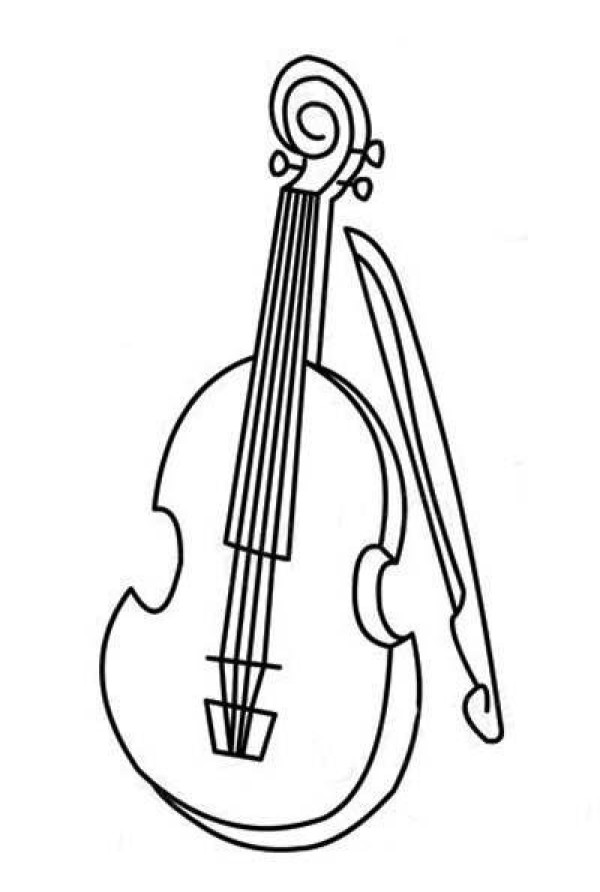 Simple drawing picture of violin and violin rod