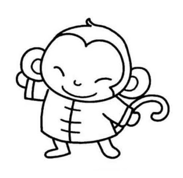 Simple drawing of the mascot for the Spring Festival of the Year of the Monkey: cute monkey