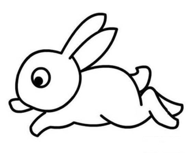 A complete collection of childrens simple drawings of a running little white rabbit