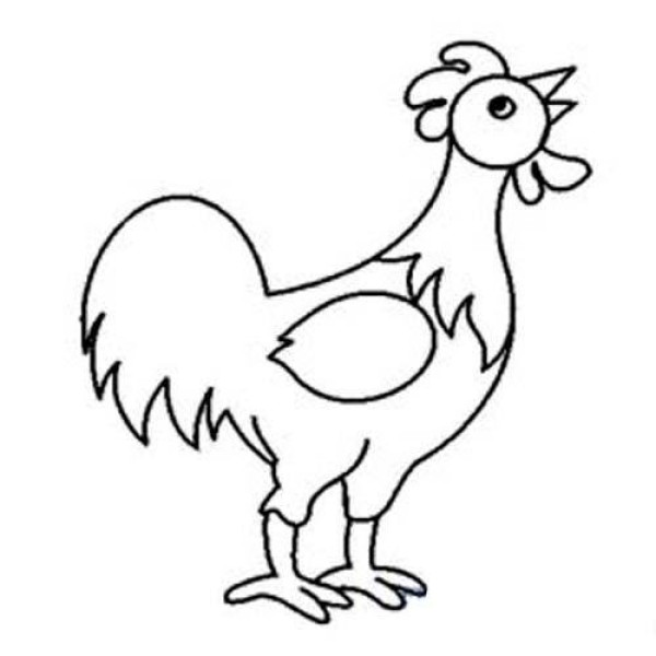 Childrens simple drawing pictures of the crowing chicken