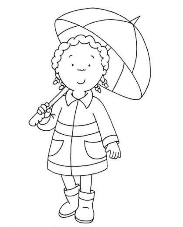 Simple drawing of girl holding umbrella