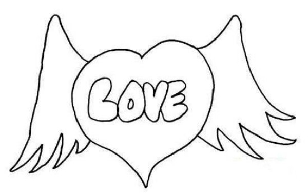 Childrens Valentines Day themed simple drawing pictures: Love Angel