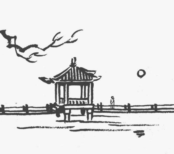 A collection of simple pictures of Mid-Autumn Festival scenery: admiring the moon in a long pavilion