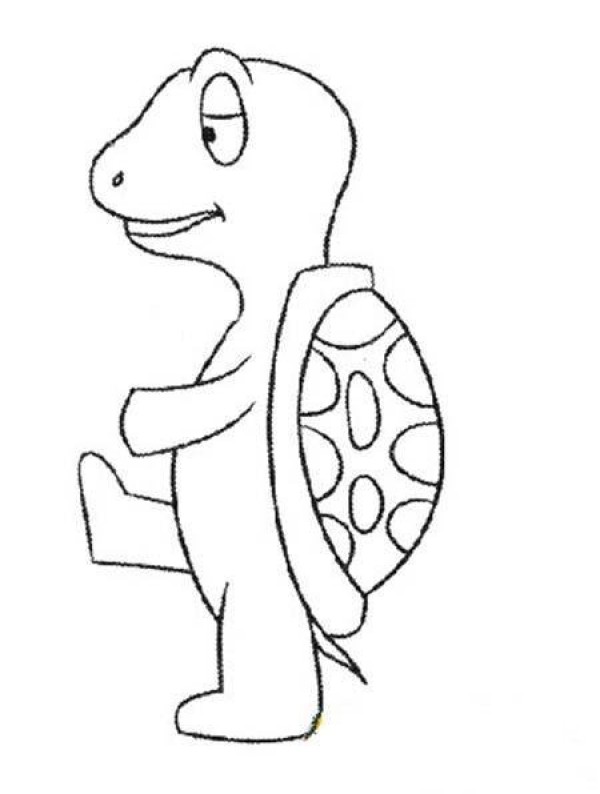 Simple drawing of cute standing turtle