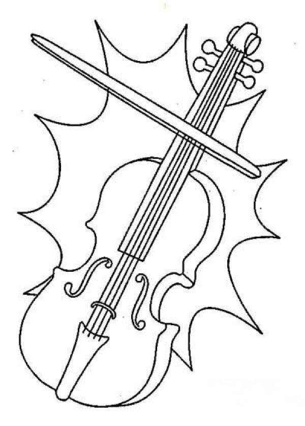 Childrens simple drawing pictures of musical instruments: violin