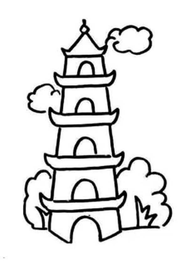 Childrens simple drawing pictures of ancient buildings: Tower