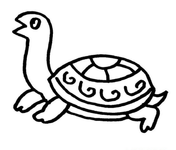 Cartoon little turtle simple strokes