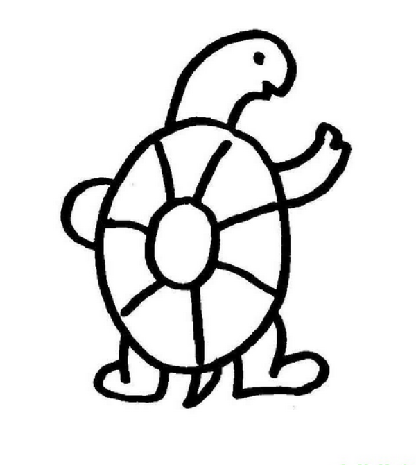 Cartoon little turtle simple strokes