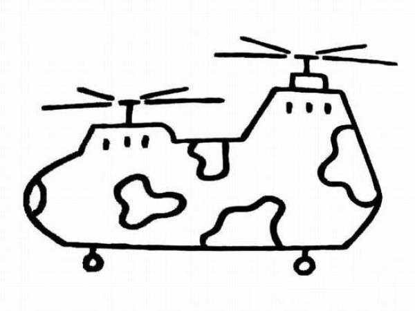 Simple drawing of twin-propeller military transport aircraft