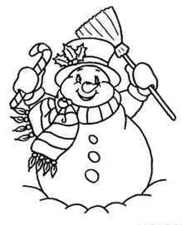 Christmas Snowman Simple Drawing Picture