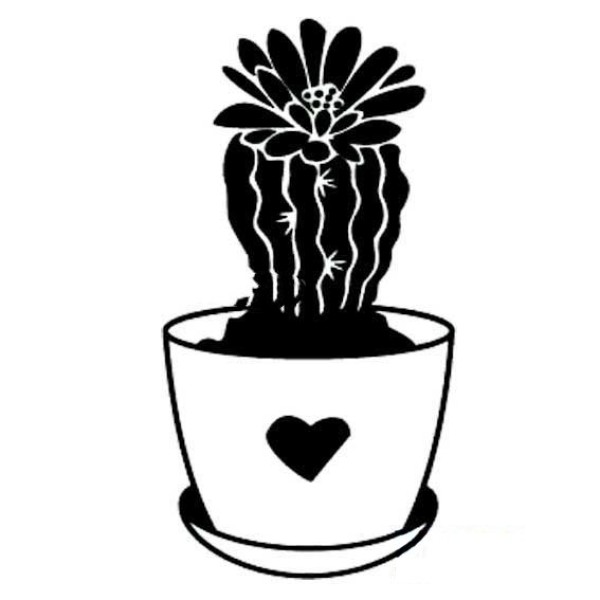 Simple drawing of potted cactus