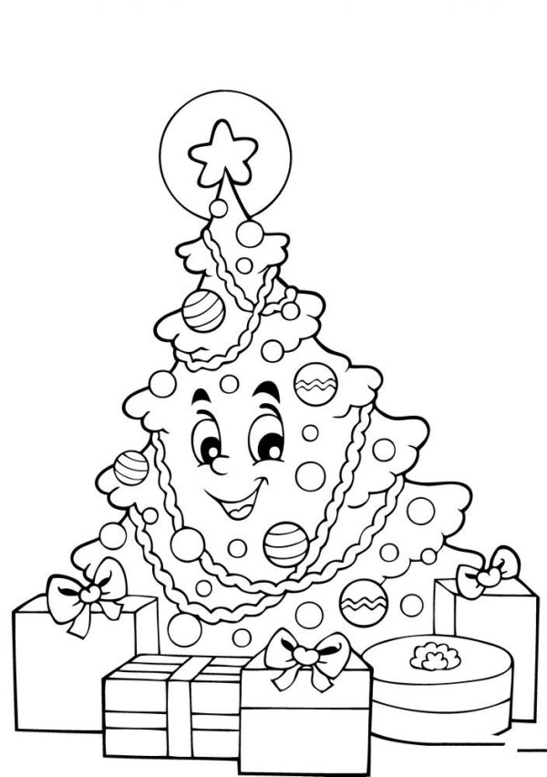 Simple drawing of anthropomorphic Christmas tree