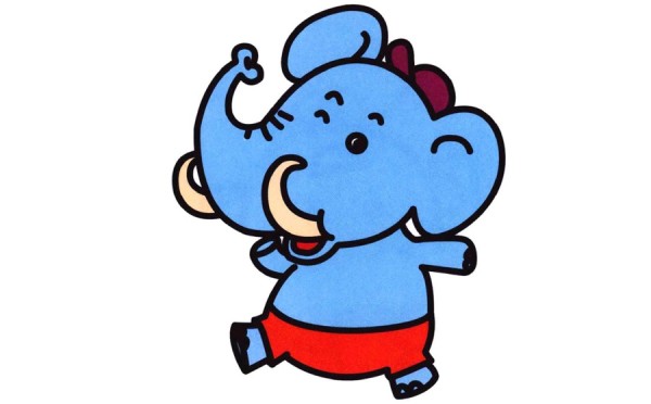 Cartoon elephant simple drawing coloring method