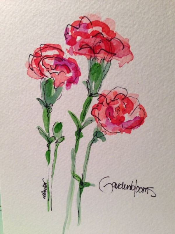 Womens Day painting: a bouquet of carnations for my mother