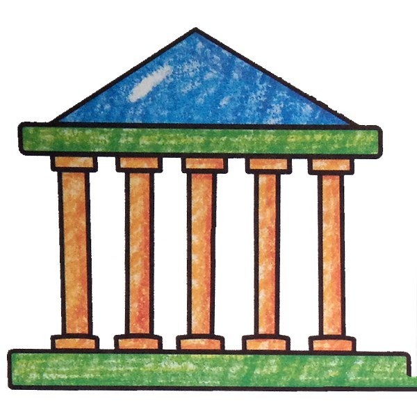 Children learn to draw stone pillars