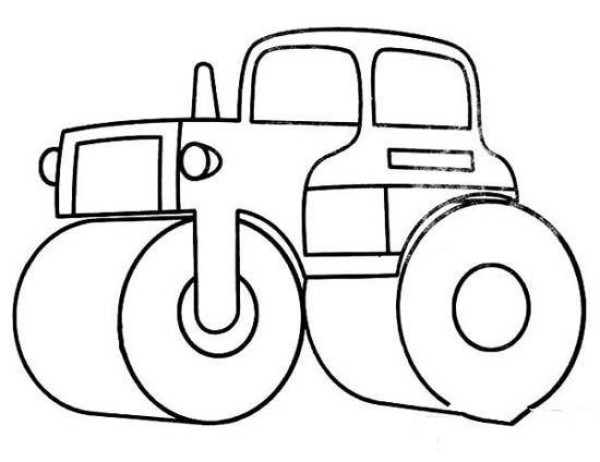 Complete picture of simple strokes of childrens road roller