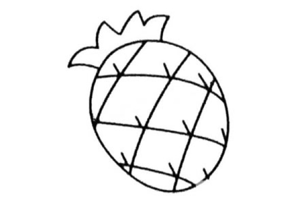 Complete collection of pineapple simple strokes and drawing steps