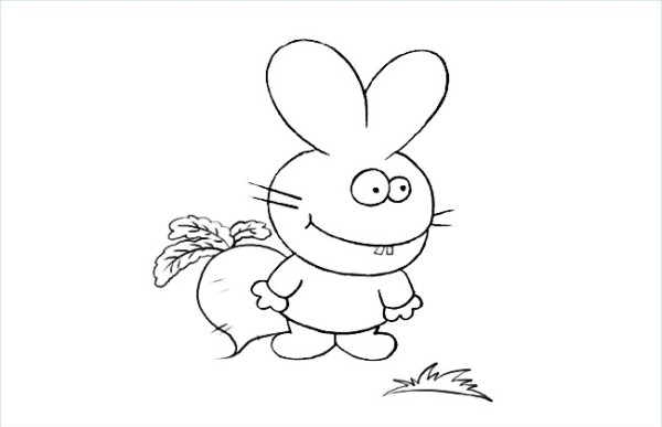 Simple drawing pictures of little rabbit and radish