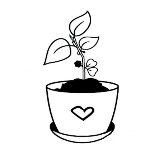 Simple drawing of small potted plant