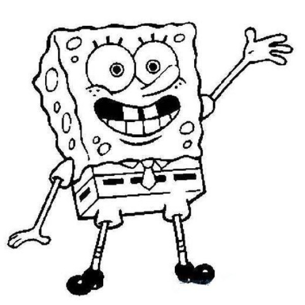 Elementary school student cartoon spongebob simple drawing picture