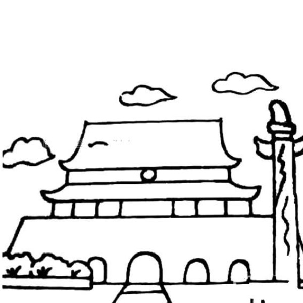 Simple drawing method of Tiananmen Square