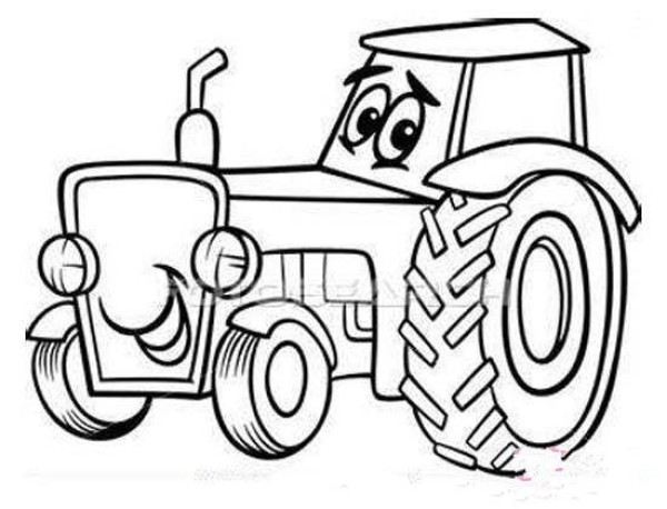 Childrens cartoon tractor simple drawing picture