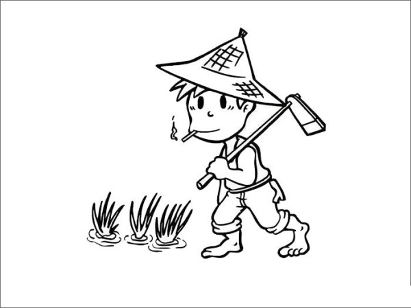 Simple drawing of working farmer