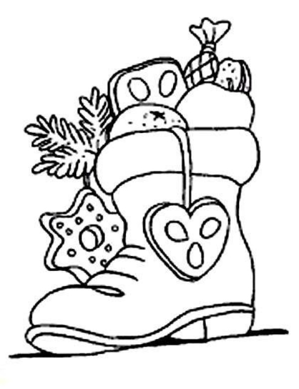 Childrens Christmas Shoes Simple Drawing Pictures