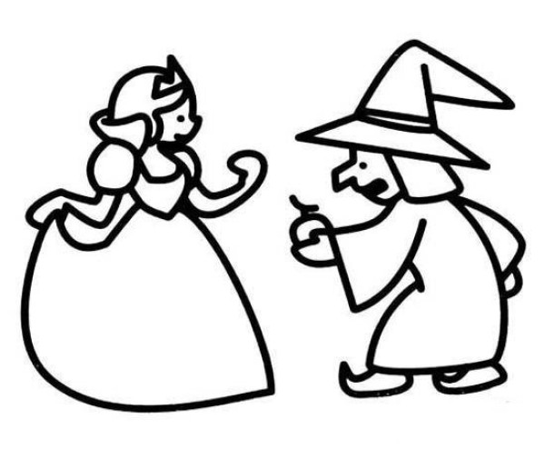 Kindergarten simple drawing pictures of Snow White and the Witch Queen