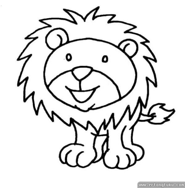 Cartoon little lion cute simple drawing