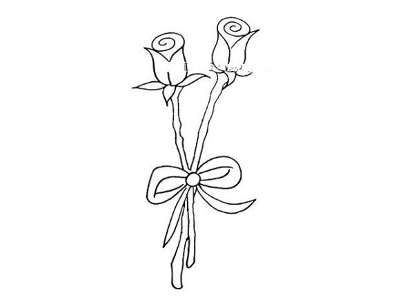 Draw a beautiful bouquet of red roses