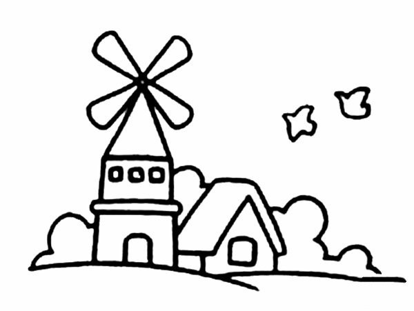 Simple strokes of windmill castle