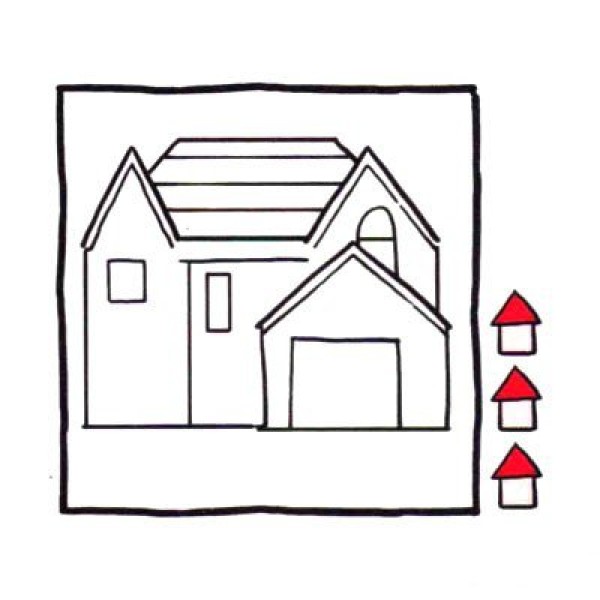 How to draw cute simple drawings of luxury villas in four steps