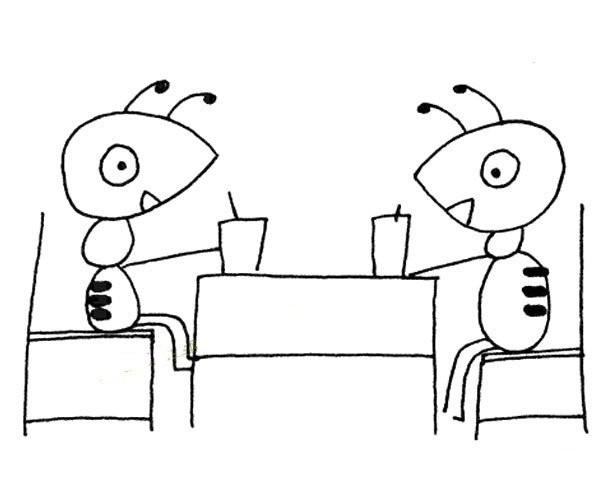 Two ants having dinner together