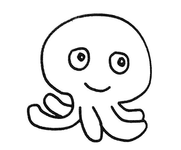 Draw a cute cartoon octopus in four steps