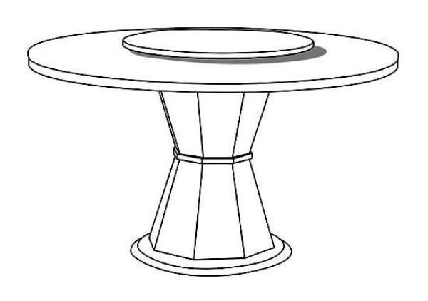 Simple drawing picture of round dining table with turntable