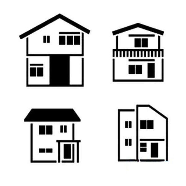 Childrens simple drawings of various houses