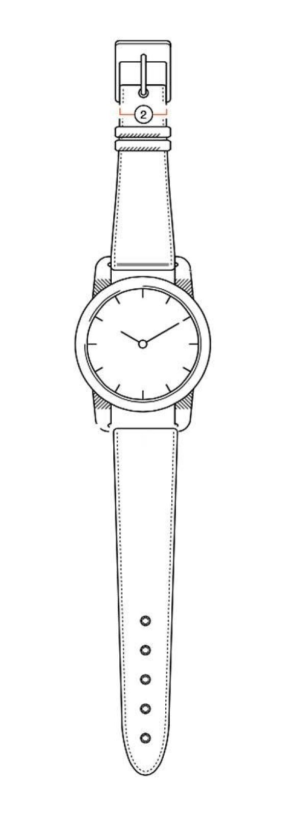 Leather strap watch simple drawing picture