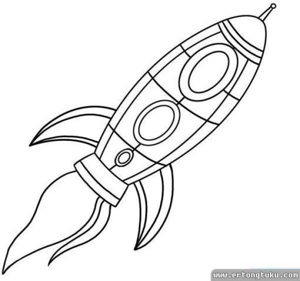 Spaceship black and white simple drawing series