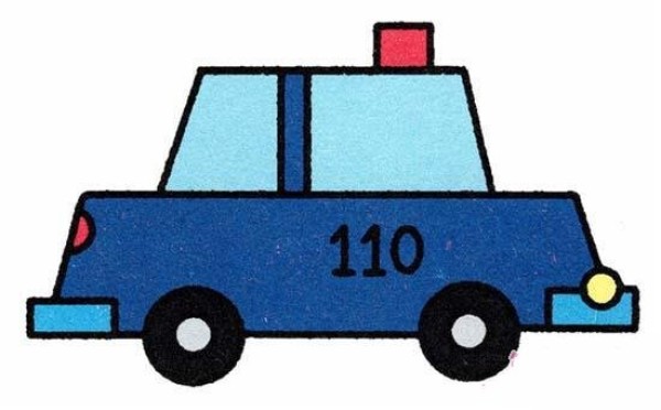 Childrens simple drawing pictures of colorful police cars