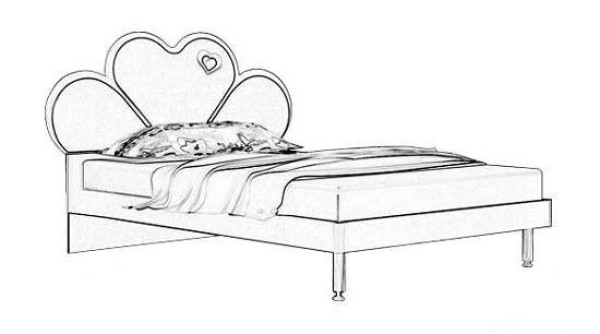 Hand drawn girl princess bed simple drawing picture