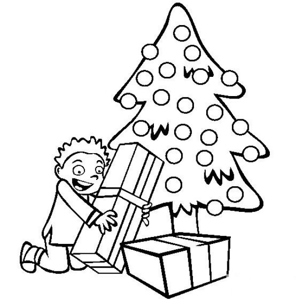 Christmas pictures simple drawing of gifts under the Christmas tree