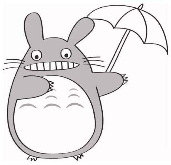 My Neighbor Totoro holds an umbrella when it rains